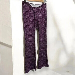 Kollyy retro purple flare leopard y2k pants S